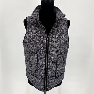 Shop Wanna B Ladies Black/White Quilted Vest Zip Up Collar Pockets - Small